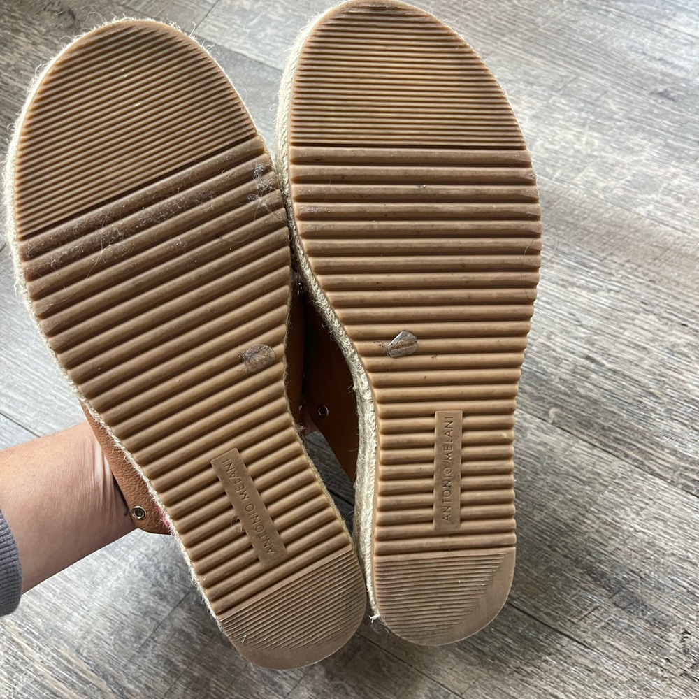 Antonio Melani leather platform espadrille sandals - Picture 9 of 10
